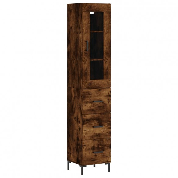 Buffet haut Chêne fumé 34,5x34x180 cm Bois d'ingénierie