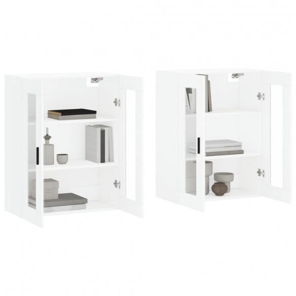 Armoires murales 2 pcs blanc bois d'ingénierie