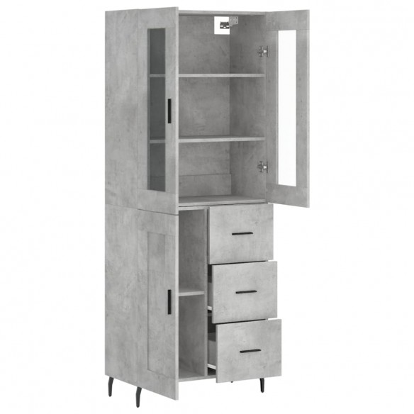 Buffet haut Gris béton 69,5x34x180 cm Bois d'ingénierie