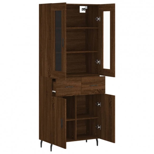 Buffet haut Chêne marron 69,5x34x180 cm Bois d'ingénierie