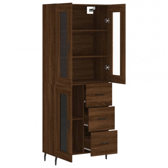 Buffet haut Chêne marron 69,5x34x180 cm Bois d'ingénierie