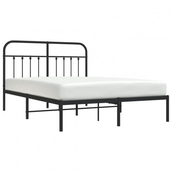 Cadre de lit métal avec tête de lit noir 140x190 cm