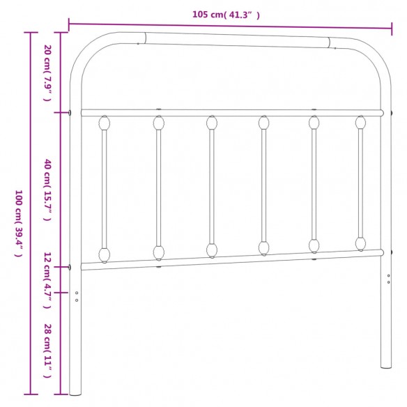 Tête de lit métal blanc 100 cm