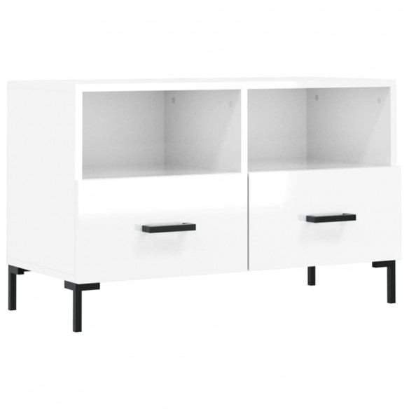 Meuble TV Blanc brillant 80x36x50 cm Bois d'ingénierie