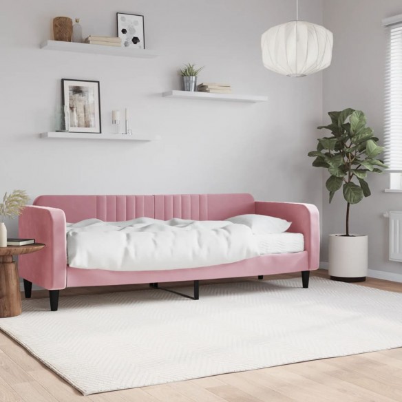 Lit de jour avec matelas rose 80x200 cm velours