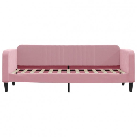 Lit de jour avec matelas rose 80x200 cm velours