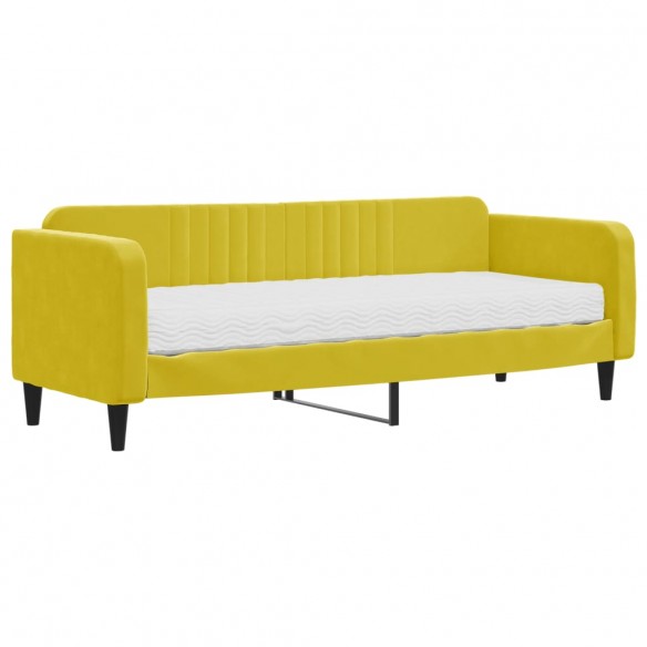 Lit de jour avec matelas jaune 80x200 cm velours