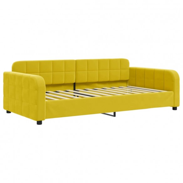 Lit de jour avec matelas jaune 100x200 cm velours