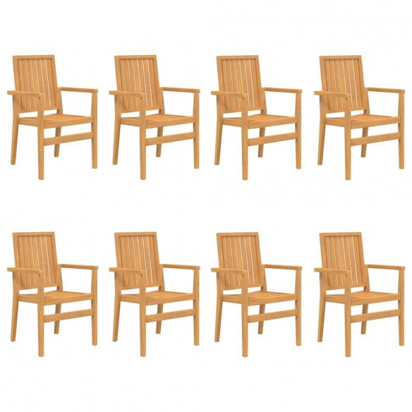 Chaises de jardin empilables lot de 8 56,5x57,5x91 cm bois teck