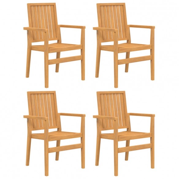 Chaises de jardin empilables lot de 4 56,5x57,5x91 cm bois teck