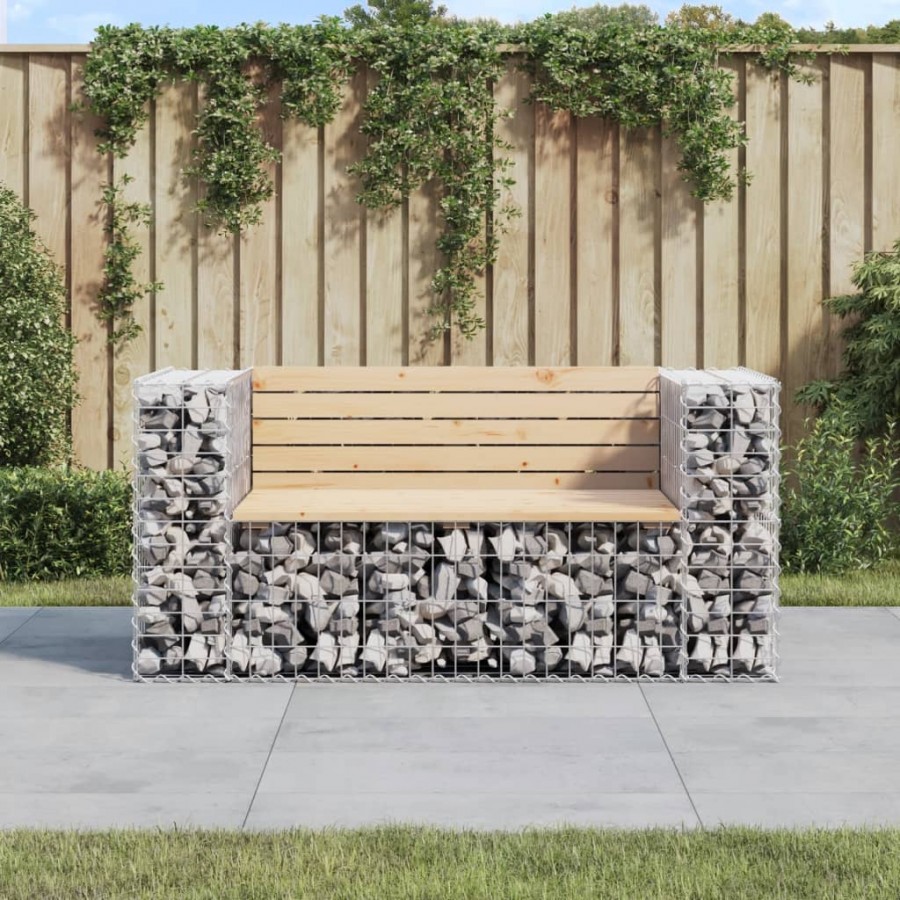 Banc de jardin design gabion 143x71x65,5 cm bois massif de pin