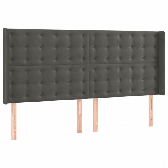 Tête de lit à LED Gris foncé 163x16x118/128 cm Velours