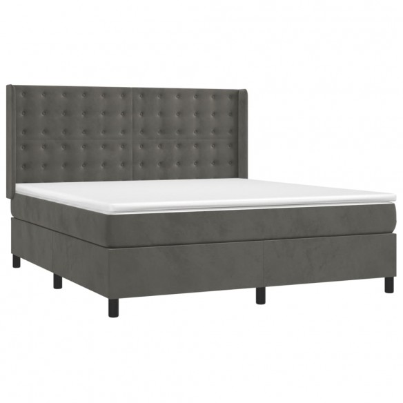 Cadre de lit et matelas Gris foncé 160x200cm Velours