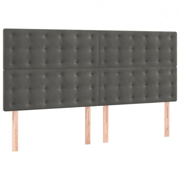 Têtes de lit 4 pcs Gris foncé 80x5x78/88 cm Velours