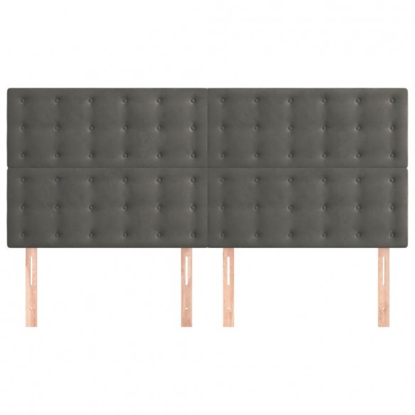 Têtes de lit 4 pcs Gris foncé 80x5x78/88 cm Velours