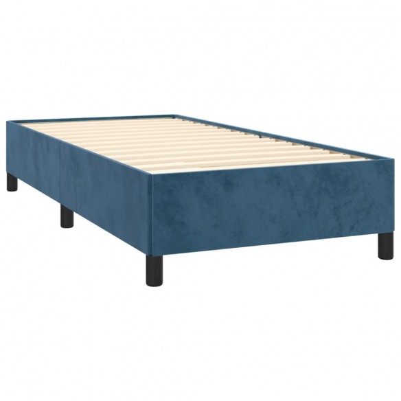 Cadre de lit et matelas Bleu foncé 80x200 cm Velours