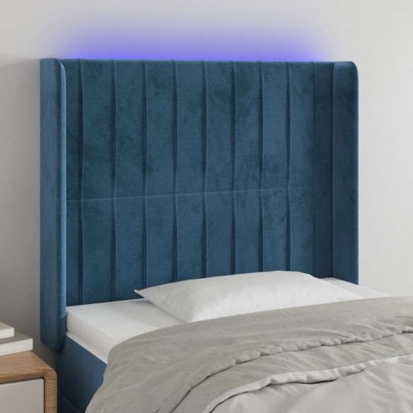 Tête de lit à LED Bleu foncé 83x16x118/128 cm Velours