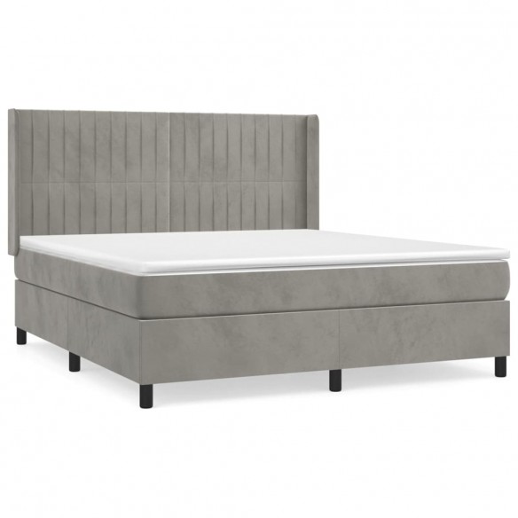 Cadre de lit et matelas Gris clair 160x200cm Velours