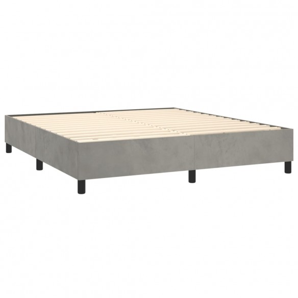 Cadre de lit et matelas Gris clair 160x200cm Velours