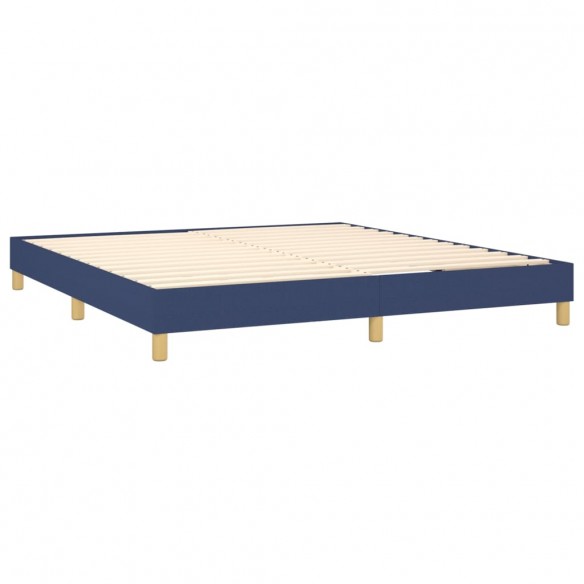 Cadre de lit avec matelas LED Bleu 160x200 cm Tissu