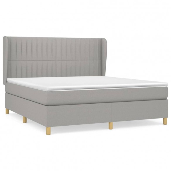 Sommier à lattes de lit avec matelas Gris clair 180x200cm Tissu