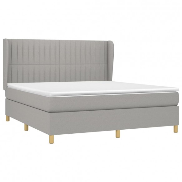 Cadre de lit avec matelas Gris clair 180x200cm Tissu