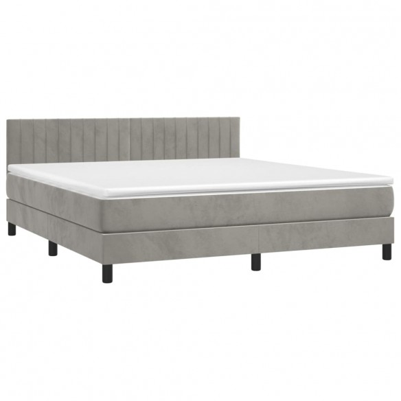 Cadre de lit avec matelas LED Gris clair 180x200 cm