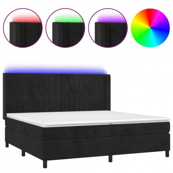 Cadre de lit matelas et LED Noir 200x200 cm Velours