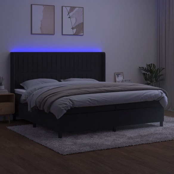 Cadre de lit matelas et LED Noir 200x200 cm Velours