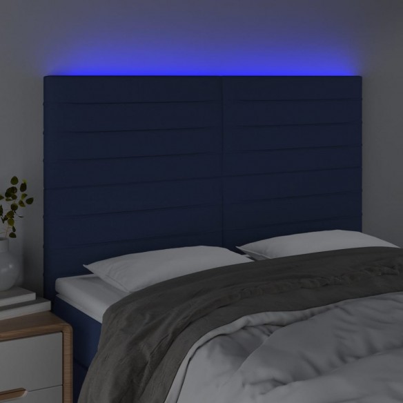 Tête de lit à LED Bleu 144x5x118/128 cm Tissu