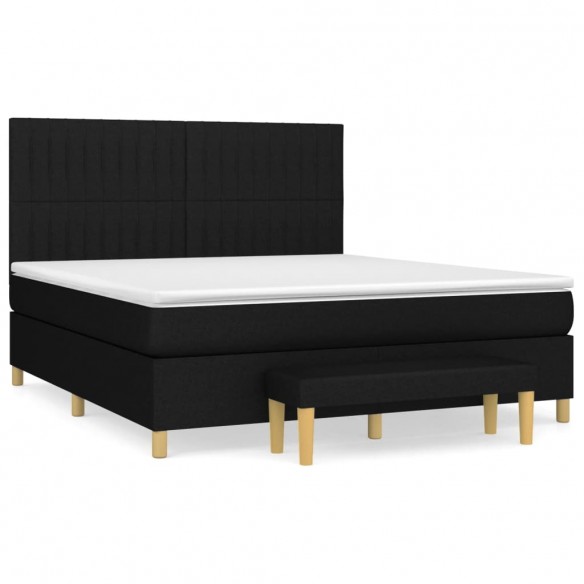 Cadre de lit avec matelas Noir 180x200 cm Tissu