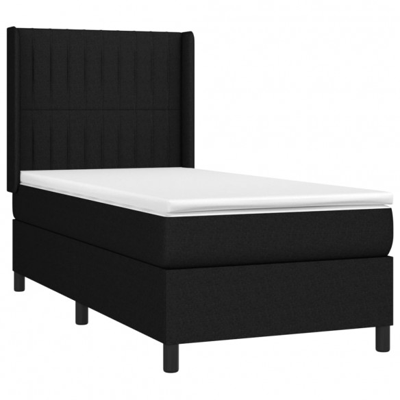 Cadre de lit matelas et LED Noir 90x200 cm Tissu