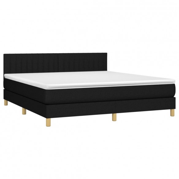 Sommier à lattes de lit avec matelas LED Noir 180x200 cm Tissu