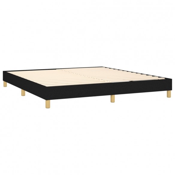 Sommier à lattes de lit avec matelas LED Noir 180x200 cm Tissu