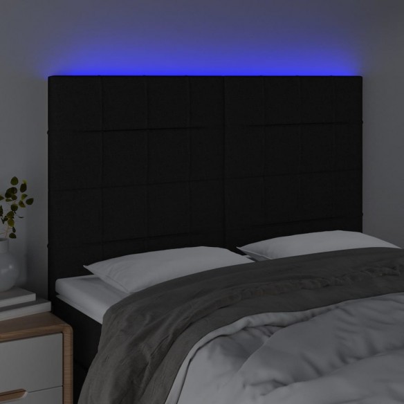 Tête de lit à LED Noir 144x5x118/128 cm Tissu