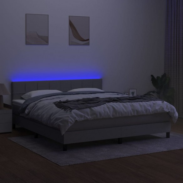 Cadre de lit matelas LED Gris clair 160x200 cm Tissu