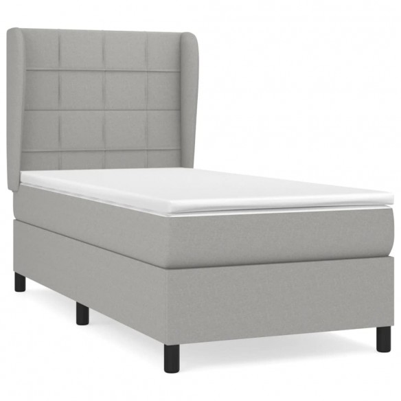 Cadre de lit avec matelas Gris clair 80x200 cm Tissu