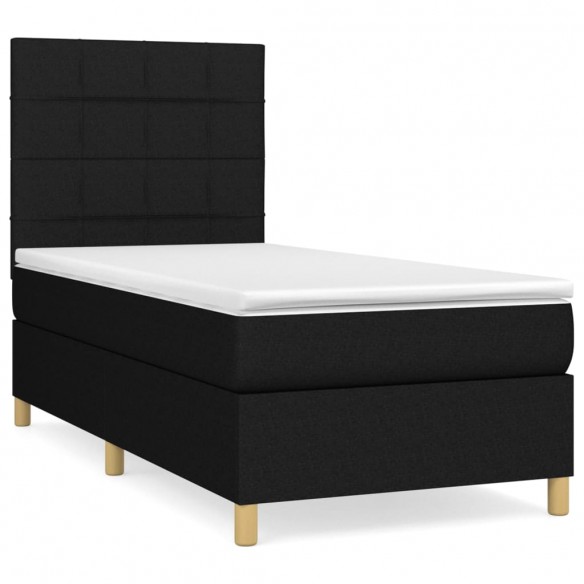 Cadre de lit avec matelas Noir 90x190 cm Tissu