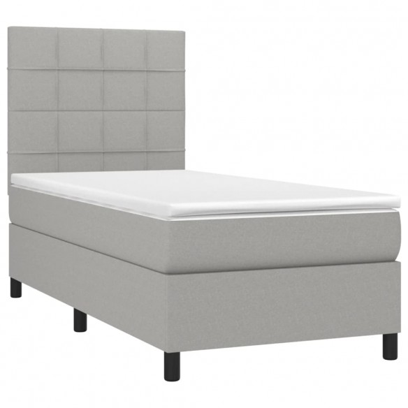 Sommier à lattes de lit avec matelas et LED Gris clair 90x200cm