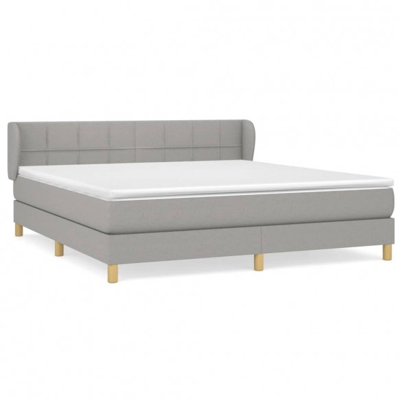 Sommier à lattes de lit avec matelas Gris clair 180x200cm Tissu