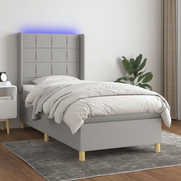 Sommier à lattes de lit matelas LED Gris clair 90x200cm Tissu