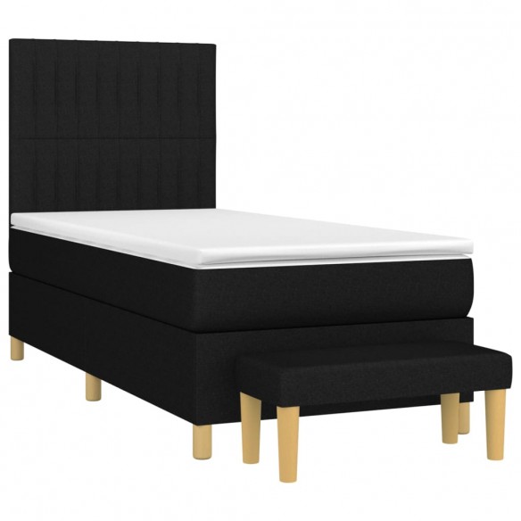 Cadre de lit avec matelas Noir 90x200 cm Tissu