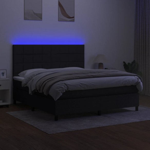 Cadre de lit et matelas et LED Noir 160x200 cm Tissu