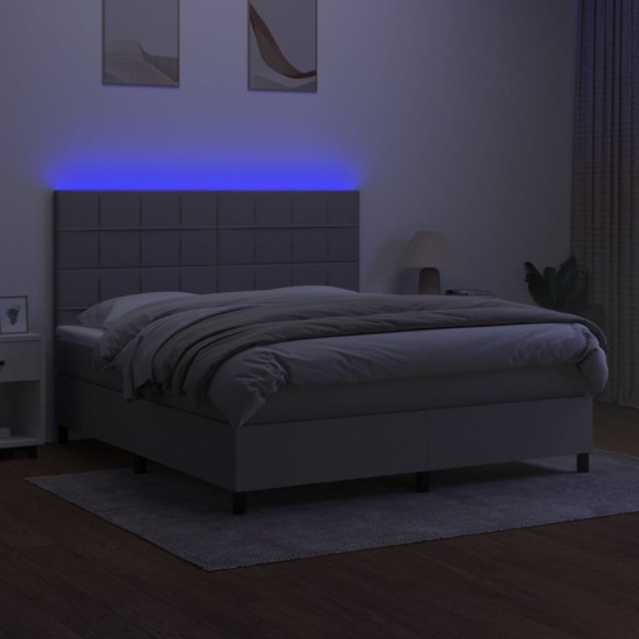 Sommier à lattes de lit et matelas et LED Gris clair 160x200 cm