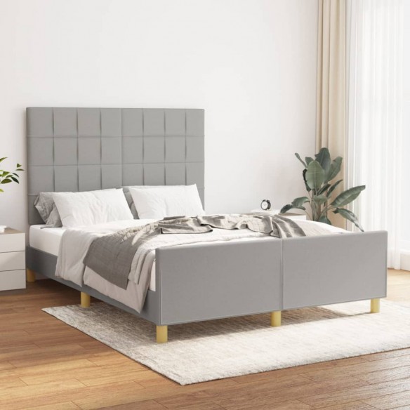 Cadre de lit avec tête de lit Gris clair 140x200 cm