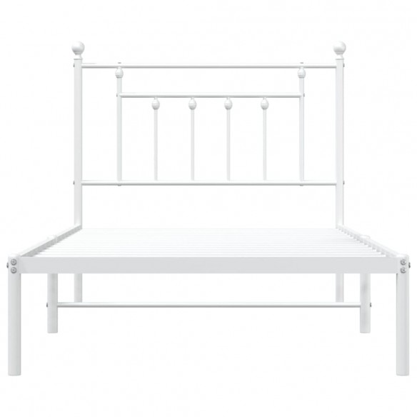 Cadre de lit métal avec tête de lit blanc 100x190 cm