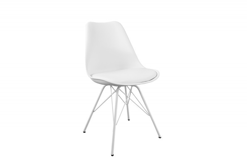 Chaises rétro en simili cuir blanc