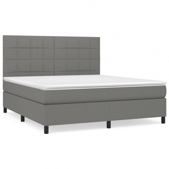 Cadre de lit avec matelas Gris foncé 180x200cm Tissu