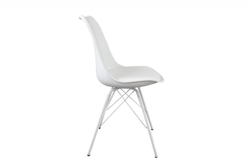 Chaises rétro en simili cuir blanc