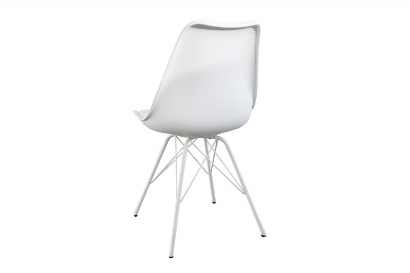 Chaises rétro en simili cuir blanc